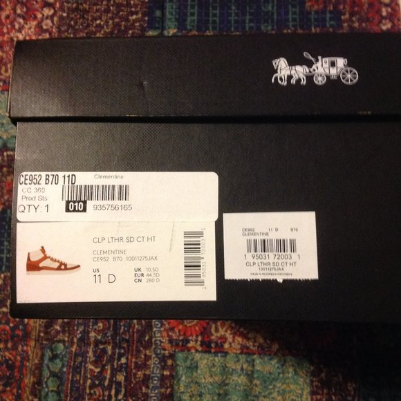 Coach men's Clip Court Multicolor Hi-Top Leather & Suede Sneakers-11D-New in Box - Picture 13 of 14